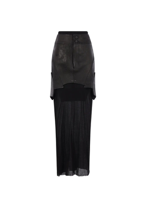YEHUAFAN asymmetric leather skirt - Black