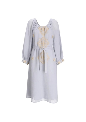 GREEK ARCHAIC KORI embroidered tie midi dress - Grey