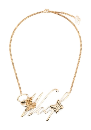 Blumarine rose-detail butterfly-detail necklace - Gold