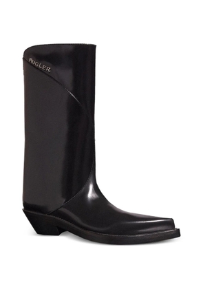 Mugler pointed leather boots - Black