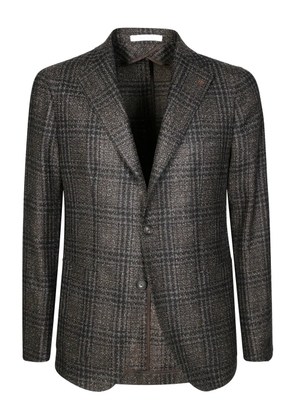 Tagliatore plaid single-breasted wool blazer - Black