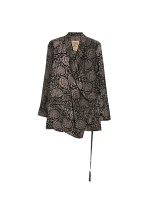 Uma Wang Khloe floral-print tie jacket - Black