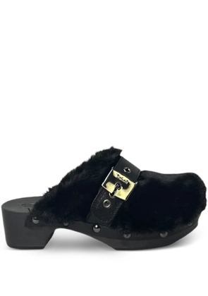 Scholl 50mm fur buckle Pescura Alaska sandals - Black