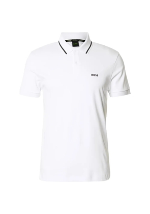 BOSS GREEN HUGO BOSS Paddy striped-detail polo shirt - White