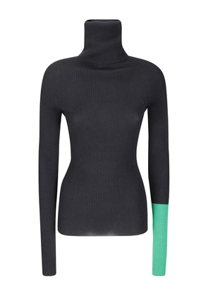 Yohji Yamamoto high-neck colour block sweater - Black