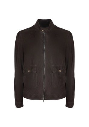 VOLFAGLI Plutone high-collar suede jacket - Brown