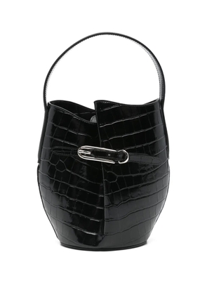 Liffner croc-embossing belted bucket bag - Black