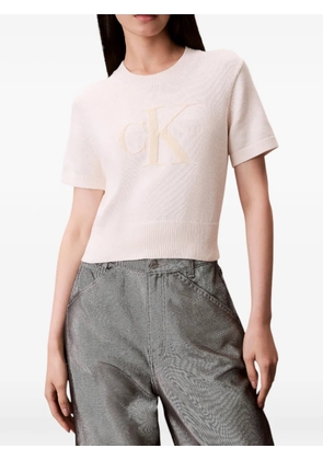 Calvin Klein logo-embroidered T-shirt - Neutrals