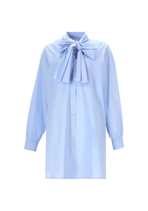 Moschino bow-detail mini shirt dress - Blue