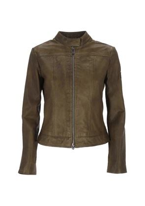 Peuterey zip leather jacket - Brown