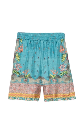 Pierre-Louis Mascia Aloe floral-print elasticated-waistband shorts - Blue