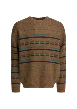 BEAMS PLUS striped crew-neck sweater - Brown