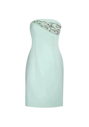 Genny embroidered-neckline cady mini dress - Green