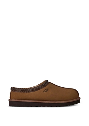 UGG embroidered-trim leather slippers - Brown