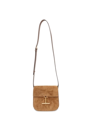 TOM FORD suede logo-detail shoulder bag - Brown