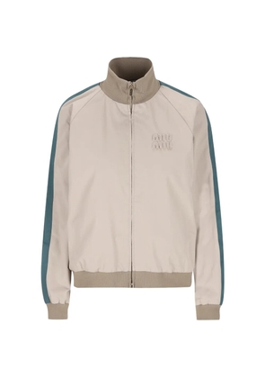 Miu Miu striped logo jacket - Neutrals