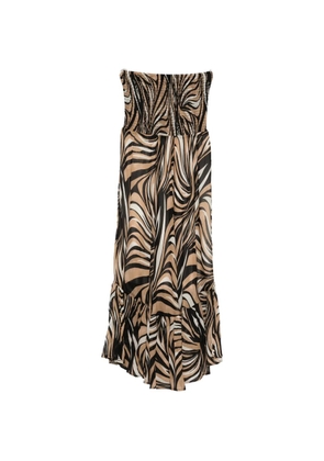 TWINSET smocked strapless printed dress - Neutrals