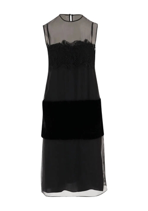 Ferragamo lace-panel midi dress - Black