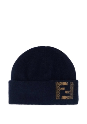 FENDI FF-motif wool beanie - Blue
