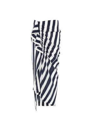 BONDI BORN Orta silk striped ruffled midi skirt - Blue