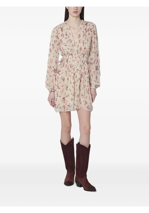 ISABEL MARANT floral V-neck mini dress - Neutrals