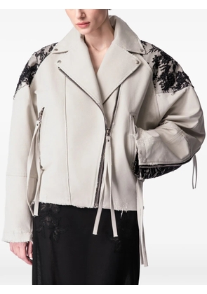 ARTICLE TEN lace-panelling jacket - Neutrals