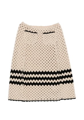 Nº21 crochet striped midi skirt - Neutrals