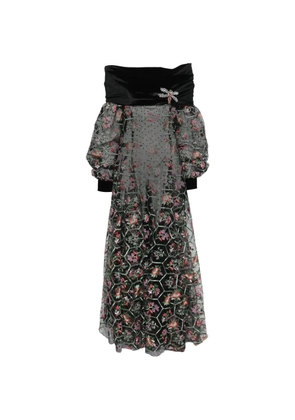 MIAU by Clara Rotescu floral-embroidered maxi dress - Black