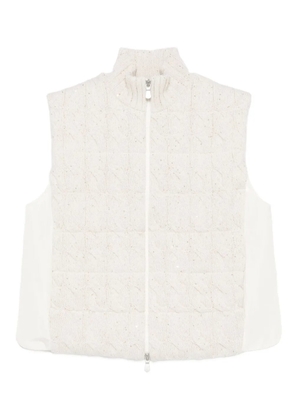 Gran Sasso cable-knit zip-up vest - Neutrals