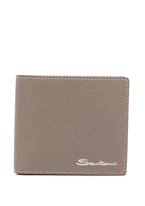 Santoni logo-print leather wallet - Neutrals