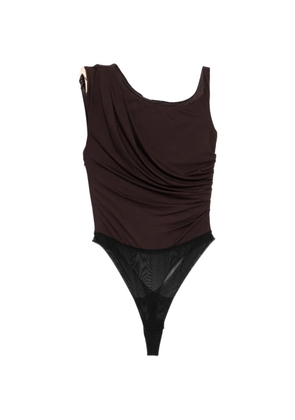 Elisabetta Franchi draped one-shoulder bodysuit - Brown