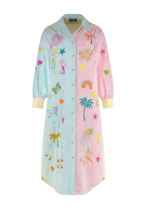 SUSANNA BLU Giglio striped embroidered shirt dress - Pink