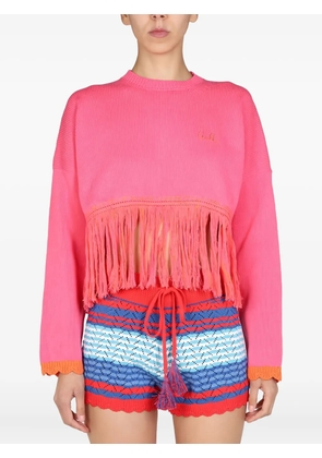 Gallo fringed long-sleeves sweater - Pink