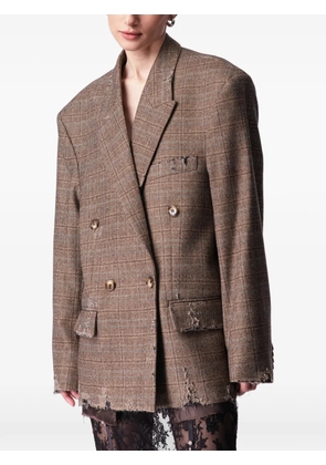 ARTICLE TEN distressed plaid blazer - Brown