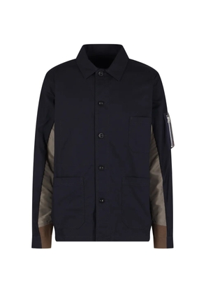 sacai button closure multiple pockets jacket - Black