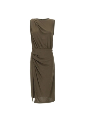 LIU JO slit draped midi dress - Brown