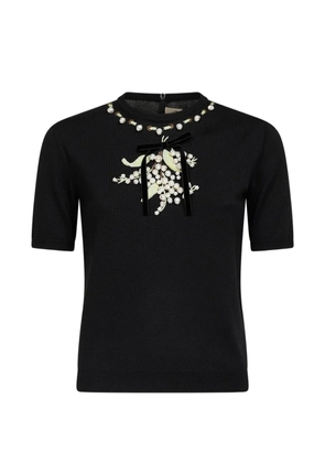 Valentino Garavani embroidery pearl-embellished top - Black
