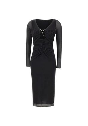 Blumarine butterfly-clasp ruched midi dress - Black