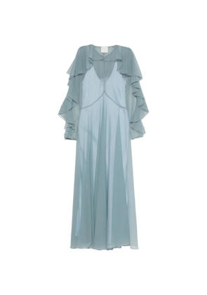 Forte Forte ruffled-sleeves maxi dress - Blue