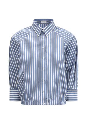 Brunello Cucinelli shadow stripe poplin monili - Blue