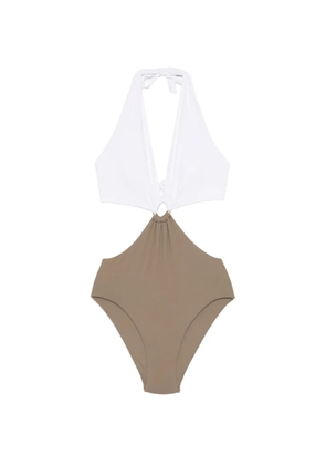Fisico ring-detail two-tone swimsuit - White