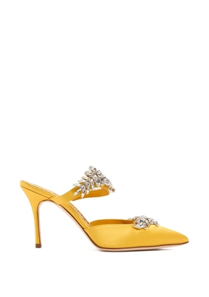 Manolo Blahnik Lurum crystal-embellished mules - Yellow