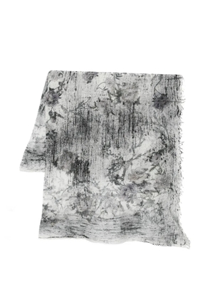 Avant Toi floral frayed scarf - Grey