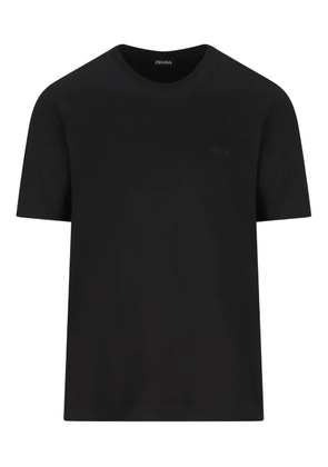 Zegna logo-embroidered T-shirt - Black