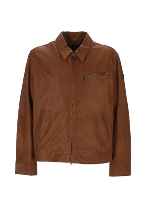 Peuterey zip leather jacket - Brown