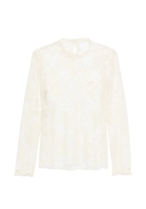 Alberta Ferretti lace-floral blouse - Neutrals
