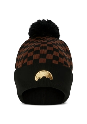 Sprayground checkered-pattern pom-pom-detail beanie hat - Black