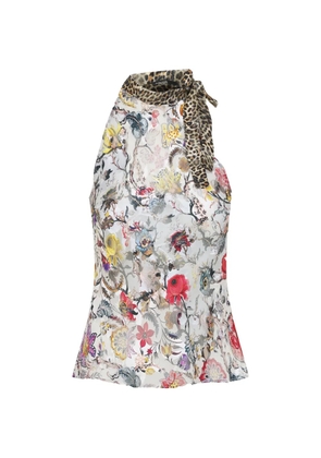 Roberto Cavalli contrast-print top - White