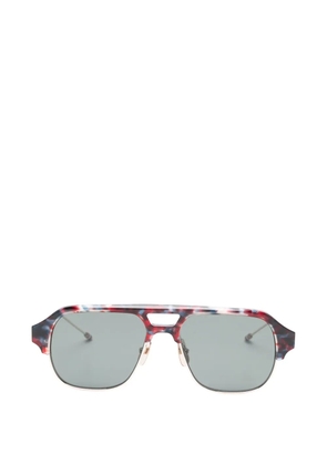 Thom Browne Eyewear patterned pilot-frame sunglasses - Silver