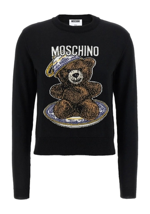 Moschino teddy bear-intarsia crew-neck sweater - Black